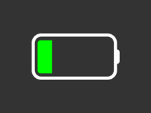 a green battery icon with a green screen on a dark background .