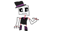 a drawing of a robot wearing a top hat and a black vest .