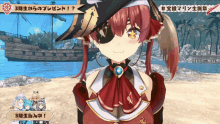 a girl with red hair and a pirate hat is smiling