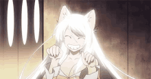 bakemonogatari black hanekawa smile cat ears anime