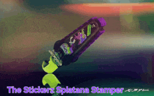 a stickerz splatana stamper is displayed on a purple and green background