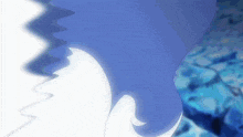 a close up of a person 's head with a blue background