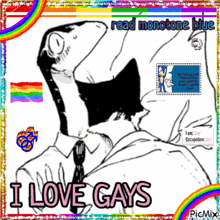 a picture of a lizard with the words i love gays written on it