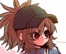 a drawing of a girl wearing a baseball cap and a jacket