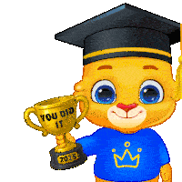 a cartoon bear wearing a graduation cap is holding a trophy that says you did it in 2025