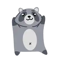 a cartoon drawing of a raccoon with a white x on his belly
