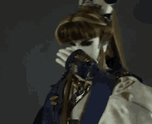 a close up of a person 's face with a mask on it