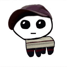a cartoon drawing of a person with a hat