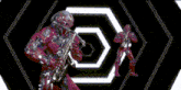 a man playing a saxophone in front of a white circle