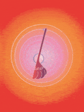 a cartoon drawing of a broom in a circle