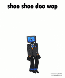 a cartoon of a man in a suit and tie with a computer monitor head .