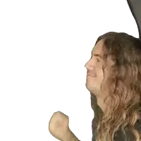 a man with long curly hair has a tattoo on his arm that says ' a '