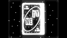 a black and white drawing of a card with the words ty ne on it