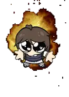 a pixel art of a girl with big eyes