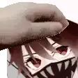 a close up of a person putting a hat on a girl with sharp teeth .