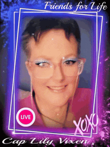 a picture of a woman with the words friends for life