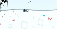 a cartoon drawing of a race car with the number 4 on the ground