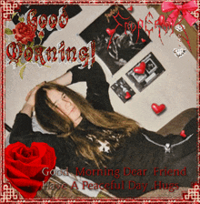 a good morning dear friend have a peaceful day hugs greeting card