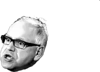 a black and white photo of a man with glasses on