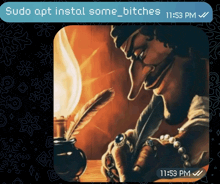 a screenshot of a message that says sudo opt install some_bitches at the top