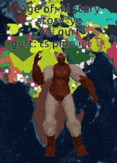 a cartoon of a man standing in front of a map of the world