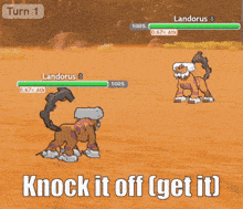 a screenshot of a video game with the words knock it off ( get it )