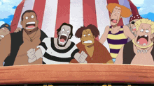 a group of cartoon characters with their mouths open screaming