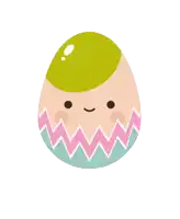 a cartoon easter egg with a green egg on top