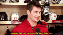 Sean Monahan Happy For Him That Theyre GIF - Sean Monahan Happy For Him That Theyre In The Super Bowl Here GIFs