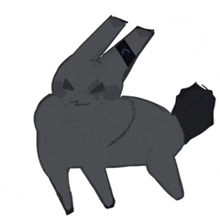 a drawing of a black rabbit with a crescent moon on its ear