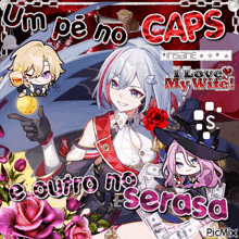 a picture of a girl with the words um pe no caps i love my wife on it