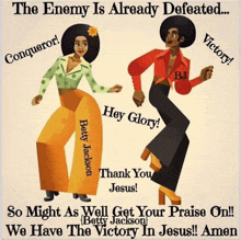 a poster that says the enemy is already defeated on it