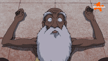 a cartoon of a man with a beard and a nickelodeon logo