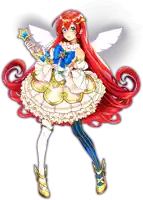 a girl with long red hair is holding a star wand