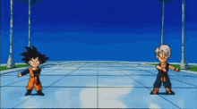 a couple of cartoon characters standing next to each other