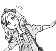 a drawing of a girl with a bow on her head