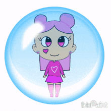 a cartoon character wearing glasses is in a bubble with ibis paint written below it