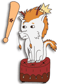 a cartoon drawing of a wolf with a crown on its head