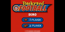 a video game called backyard football demo is being played on a computer