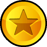 a gold coin with a star in the center .