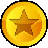 a gold coin with a star in the center .