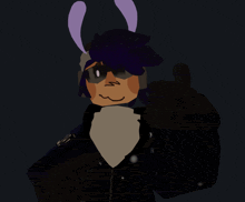 a cartoon character giving a thumbs up with purple ears