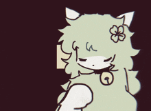 a drawing of a cat with a flower in her hair