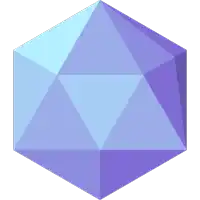 a blue and purple cube with a white background