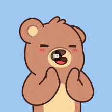 a cartoon of a teddy bear with his eyes closed
