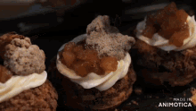 a close up of a dessert with the words made in animotica on the bottom right