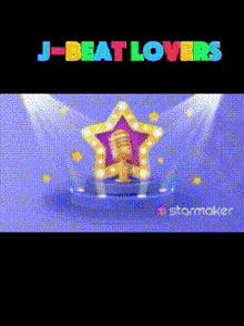 a j-beat lovers logo with a star and a microphone on a stage