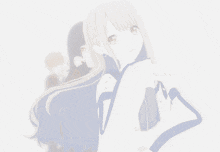 a group of anime characters standing next to each other with one girl wearing a white coat