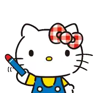 a drawing of hello kitty with a red heart behind her