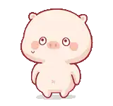 a cartoon pig is standing with its hands in its pockets and looking surprised .